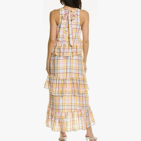 Cinq a Sept Astor Plaid Print Long Dress Size 6 - Picture 2 of 12